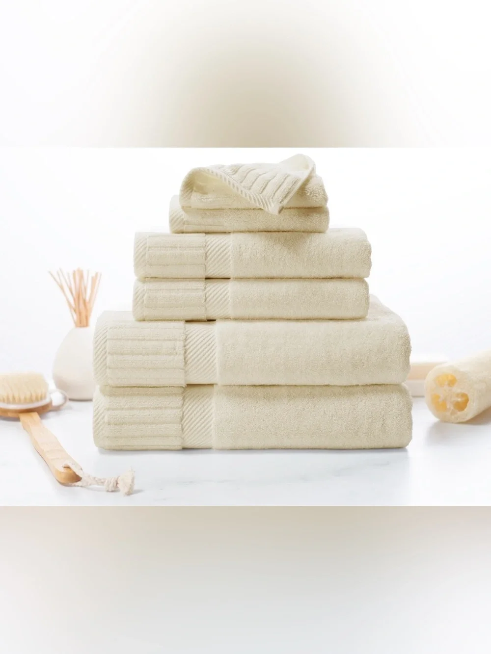 Soft Cream 6 Piece Bath Towels - Plush Absorbent Set